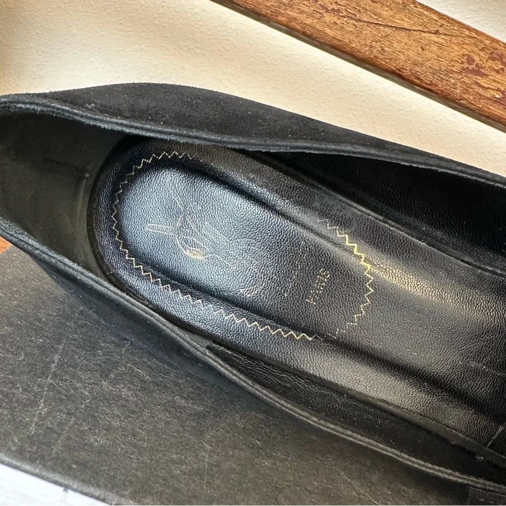 YSL Yves Saint Laurent Black Suede Platform Mary Jane Heels Shoes - Picture 12 of 16